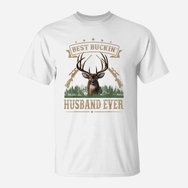 Mens Fathers Day Best Buckin' Husband Ever Deer Hunting Bucking T-Shirt