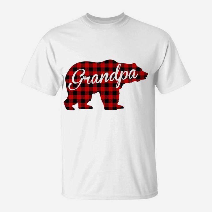 Mens Grandpa Bear Plaid Red T-Shirt