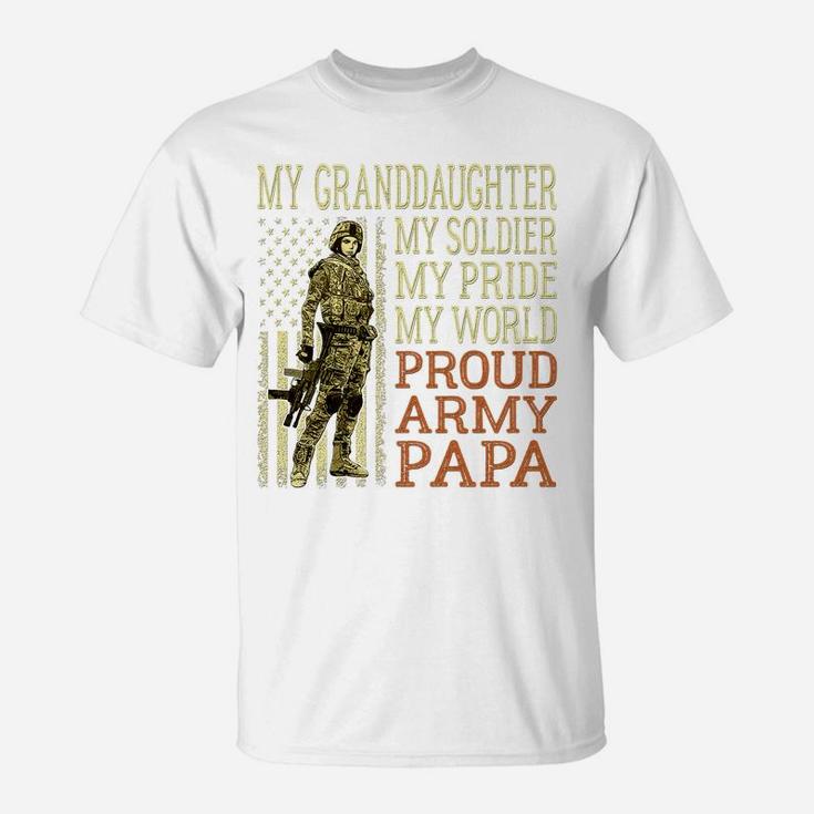 Mens My Granddaughter My Soldier Hero - Proud Army Papa | Grandpa T-Shirt