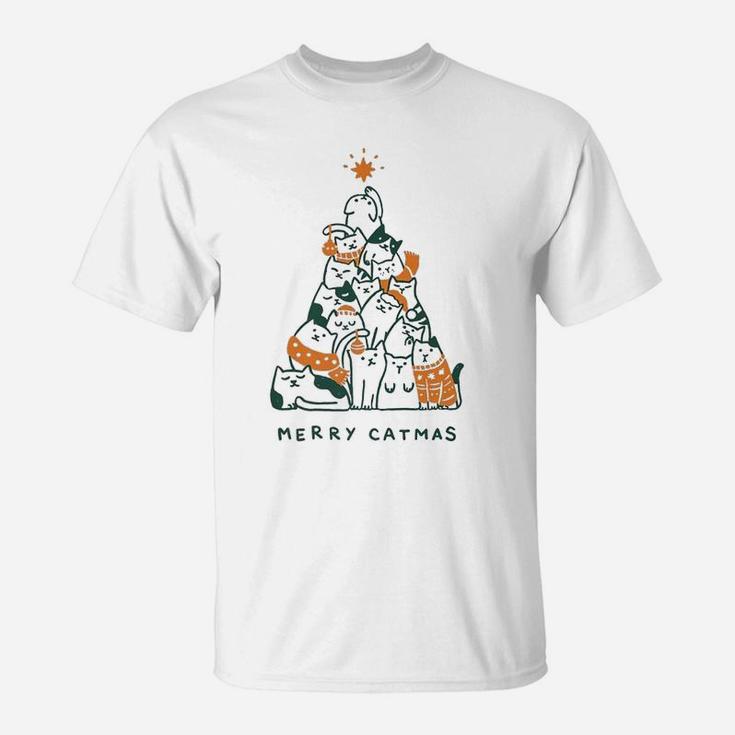 Merry Catmas Funny Cats Christmas Tree Xmas Gift T-Shirt