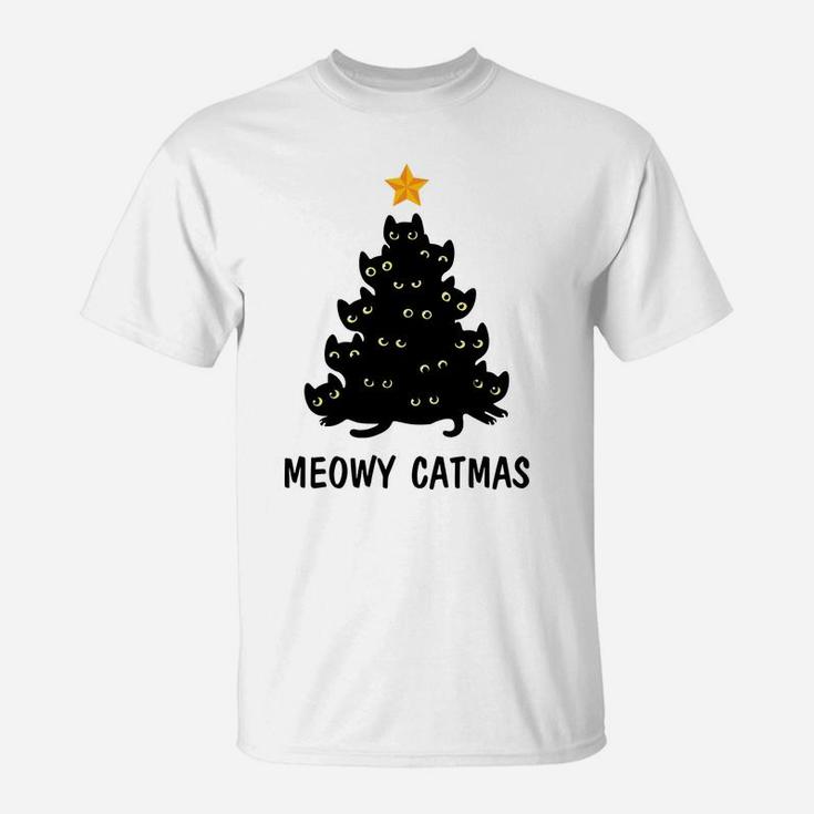 Merry Catmas Xmas Gift Meowy Catmas Funny Cat Christmas Sweatshirt T-Shirt