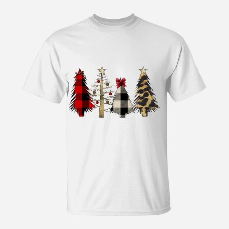 Merry Christmas Leopard And Buffalo Plaid Christmas Tree Sweatshirt T-Shirt