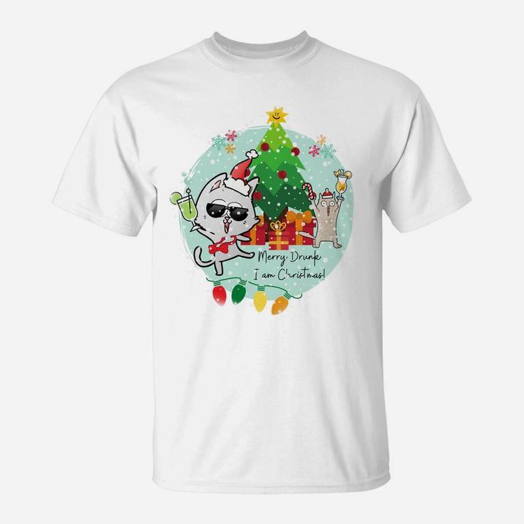Merry Drunk I'm Christmas - Funny Drinking Cats Party Sweatshirt T-Shirt
