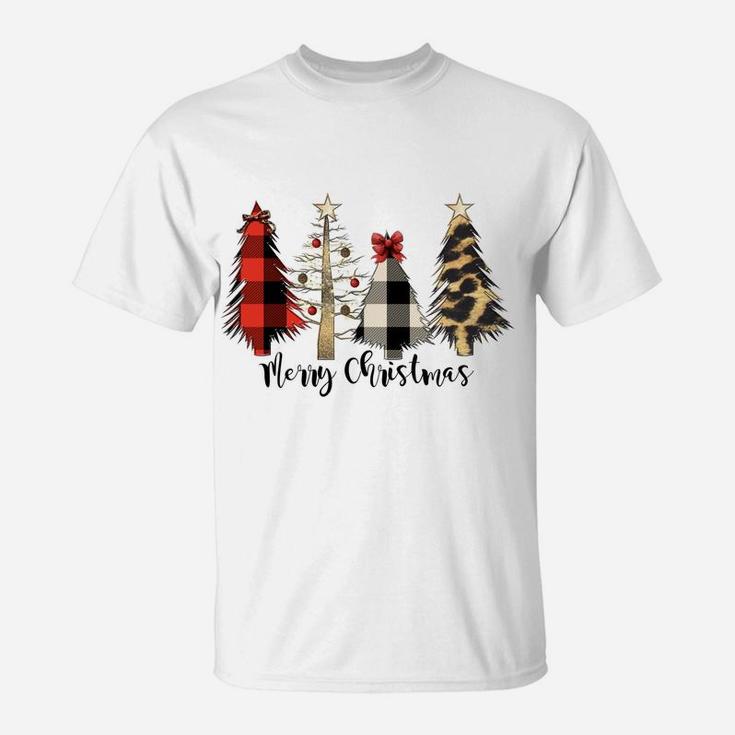 Merry Wild Farmhouse Christmas With Leopard Trees T-Shirt