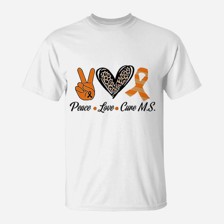 Multiple Sclerosis Awareness Peace Love Cure T-Shirt
