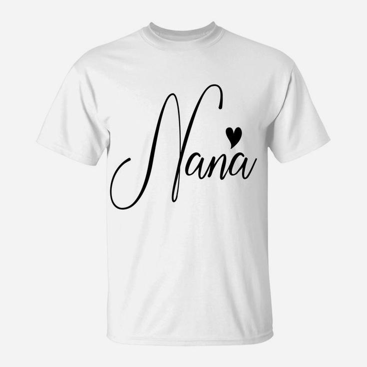 Nana Heart For Grandma Women Christmas Grandparents Day T-Shirt
