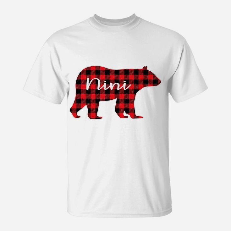 Nini Bear Red Plaid Family Matching Christmas Pajama Gift T-Shirt