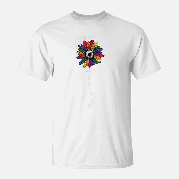 No Gender Gay Pride Flower Rainbow Flag Proud Lgbt-Q Ally T-Shirt