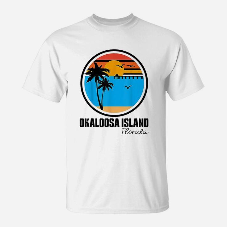 Okaloosa Island Florida Sunset Ocean Palm Tree Fishing T-Shirt