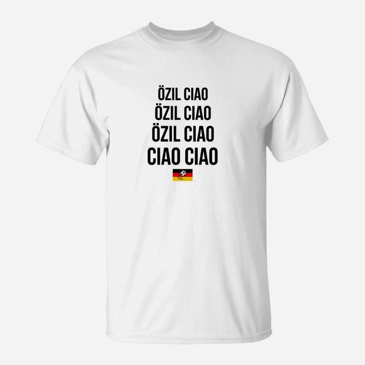 Özil Ciao-Print Fanshirt mit Deutschlandflagge – Weiß