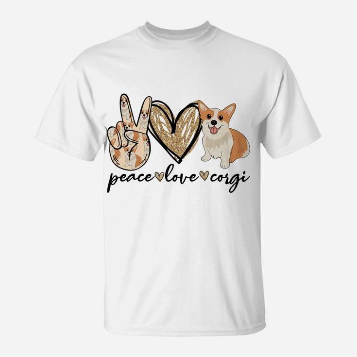 Peace Love Corgi Funny Dog Mom Mother's Day Gift Corgi Lover T-Shirt