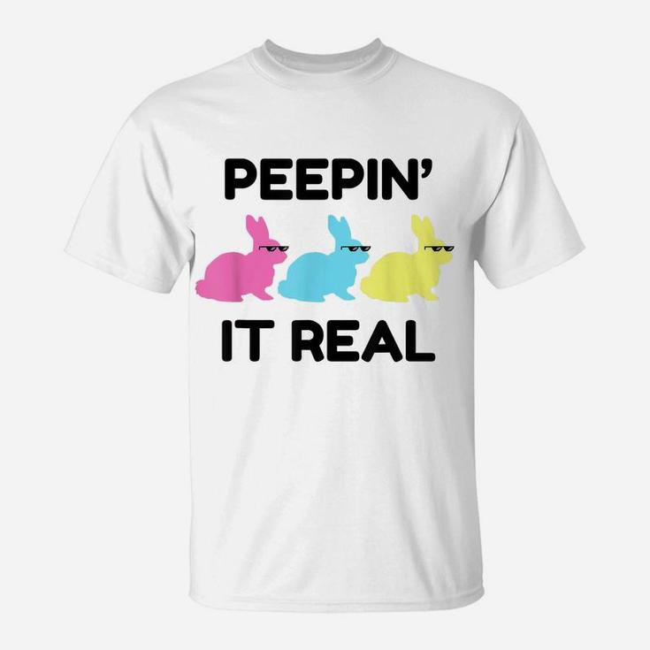 Peepin It Real Clothing Easter Egg Hunting Bunny Lover Gift T-Shirt