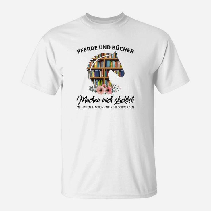 Pferde und Bücher T-Shirt für Bücherliebhaber und Pferdefreunde
