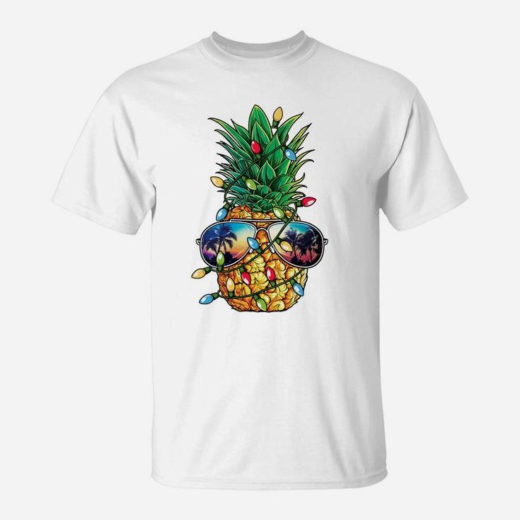 Pineapple Christmas Tree Lights Xmas Men Gifts Sunglasses Sweatshirt T-Shirt