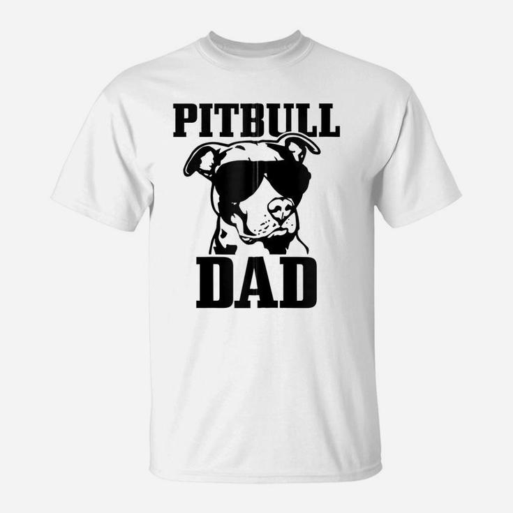 Pitbull Dad Funny Dog Pitbull Sunglasses Fathers Day Pitbull Zip Hoodie T-Shirt
