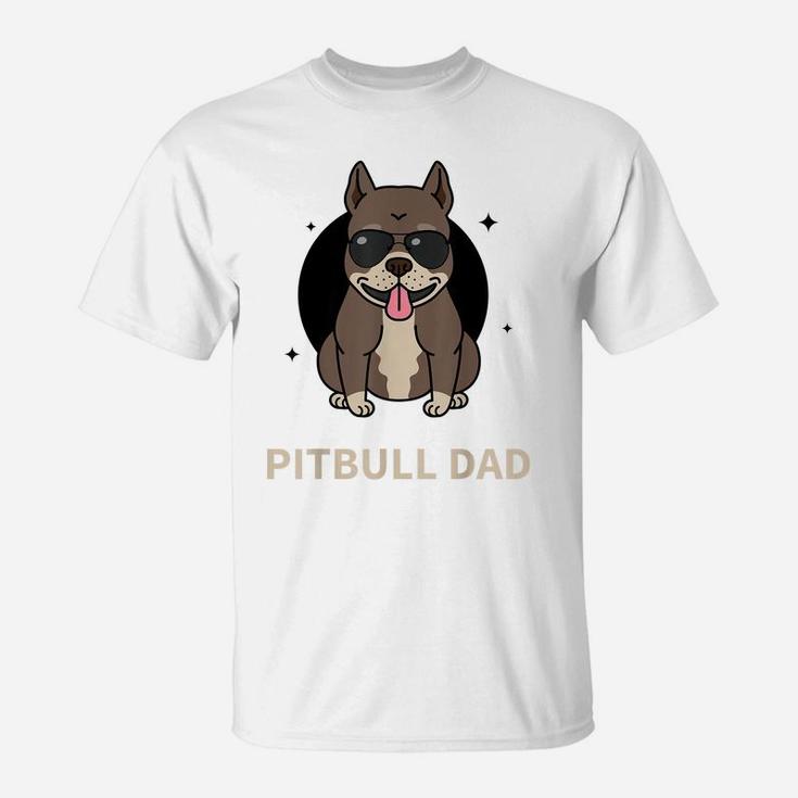 Pitbull Dad Papa Father Daddy Dog Puppy Funny Gift Black T-Shirt