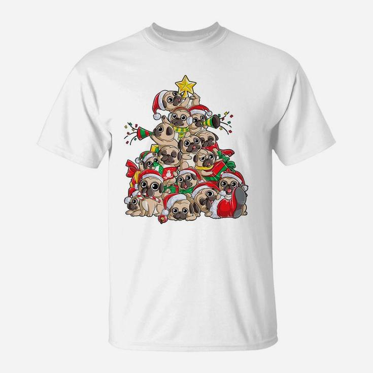 Pug Christmas Tree Dog Santa Merry Pugmas Xmas Gifts Boys T-Shirt