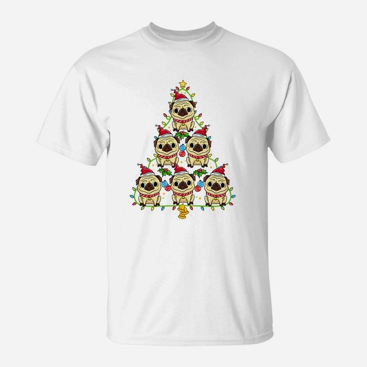 Pug Christmas Tree Sweatshirt Xmas Gift For Pug Lover T-Shirt