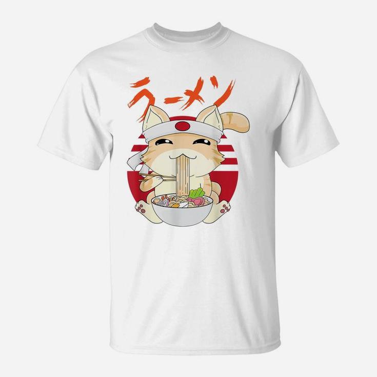 Ramen Cat Kawaii Neko Ramen Japanese Anime T-Shirt