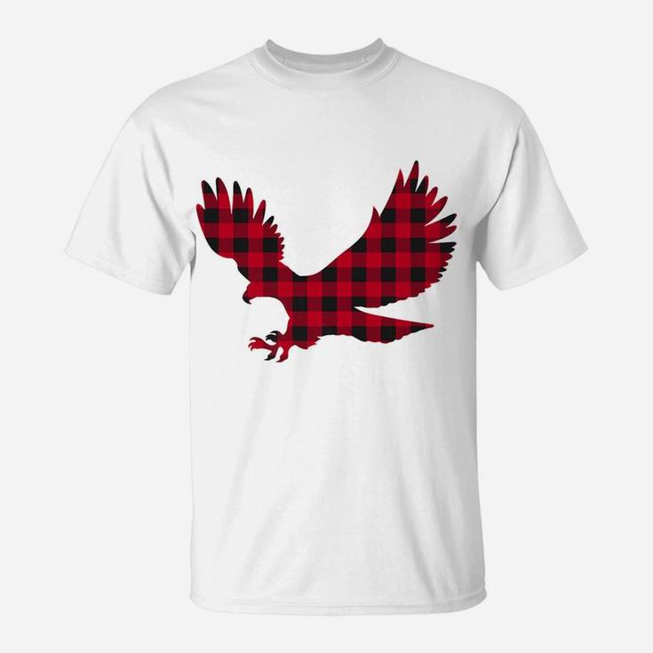 Red Plaid Bald Eagle Xmas Matching Buffalo Family Pajama T-Shirt