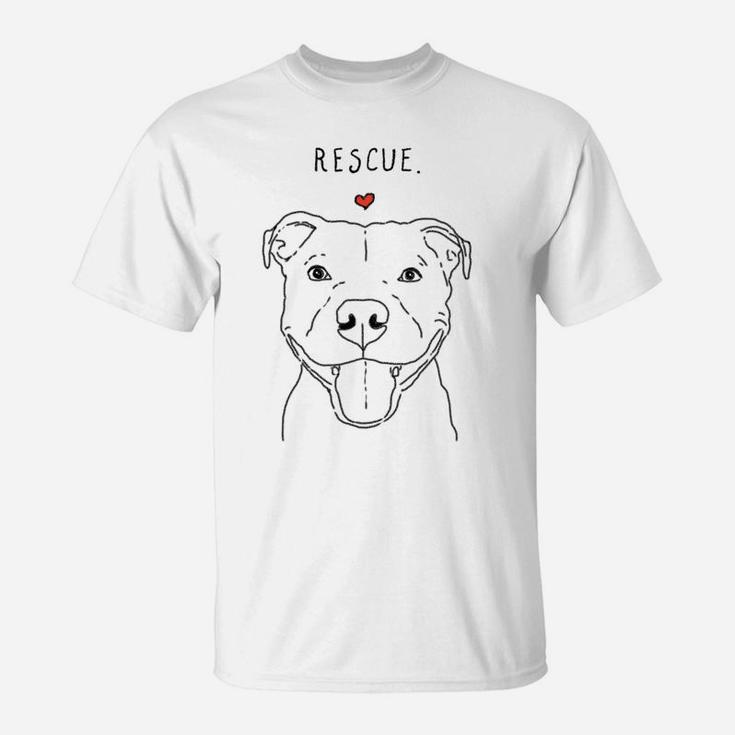 Rescue Love Smiling Pit Bull, Pittie, Pitbull Mom, Dog Lover T-Shirt