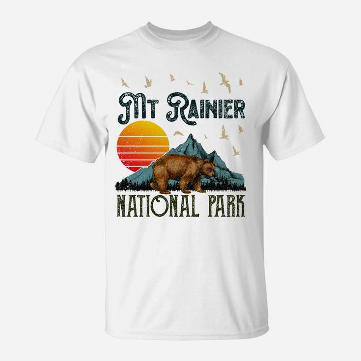 Retro Mt Rainier National Park Moutains Camping Bear Outdoor T-Shirt