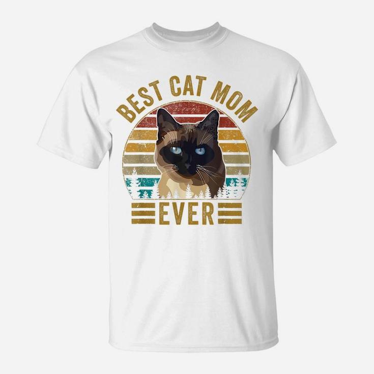 Retro Vintage Best Cat Mom Ever Mothers Day Siamese Cat Gift T-Shirt