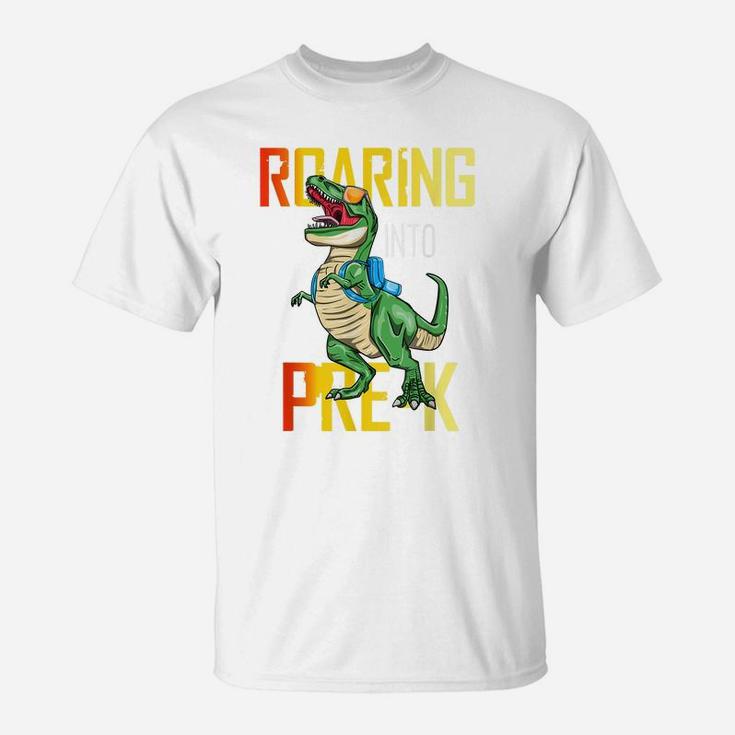 Roaring Into Pre-K T Rex Dinosaur Back To School Boys T-Shirt