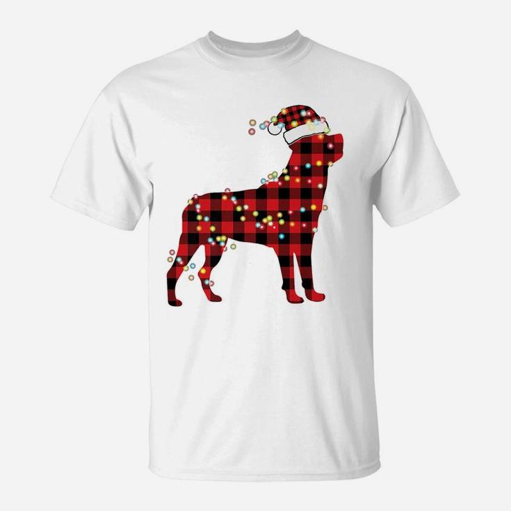 Rottweiler Christmas Red Plaid Buffalo Pajamas Xmas Dog Gift T-Shirt
