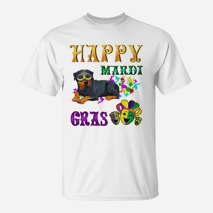 Rottweiler Dog Breed Happy Mardi Gras Festival T-Shirt