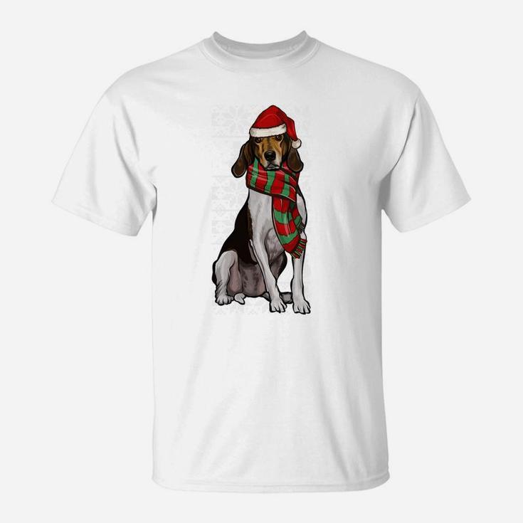 Santa Hat Xmas Treeing Walker Coonhound Ugly Christmas Sweatshirt T-Shirt