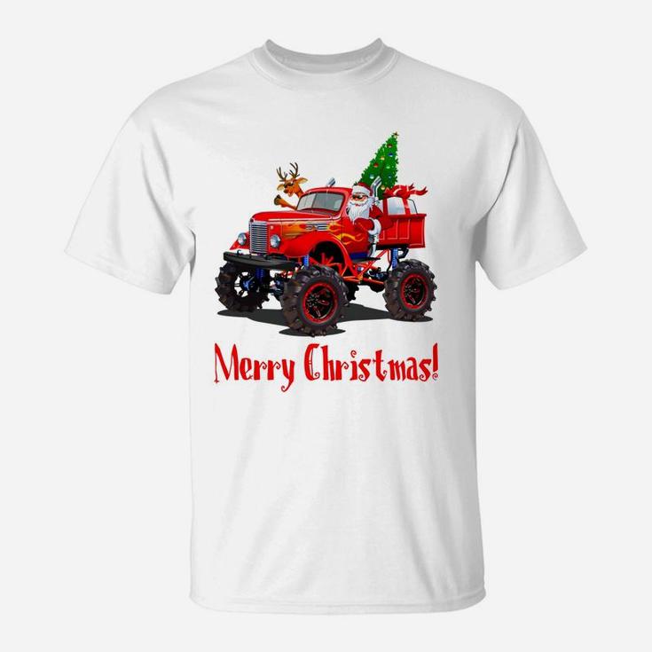Santa Rudolph Monster Truck Men Guy Boys Teen Kid Youth Gift T-Shirt