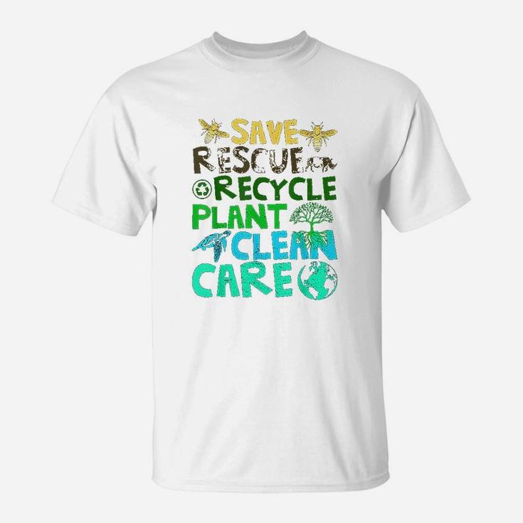 Save Bees Rescue Animals Recycle Plastict Earth Day Gifts T-Shirt