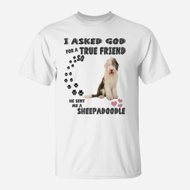 Sheepadoodle Quote Mom Sheepdogpoo Dad, Cute Sheepdoodle Dog T-Shirt