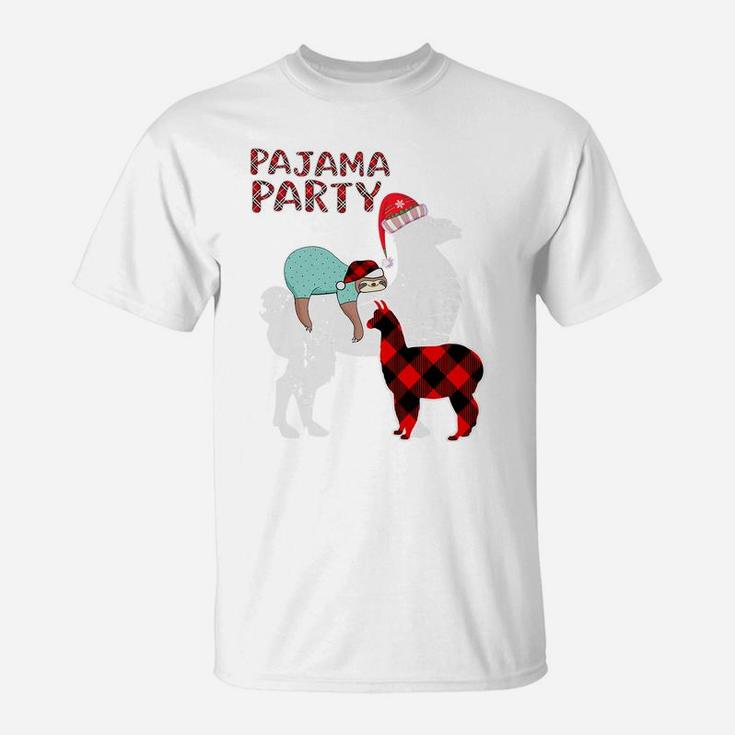Sleepy Sloth Llama Matching Family Christmas Party Pajama T-Shirt