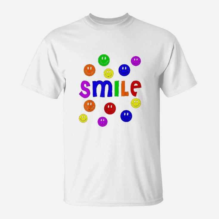 Smileteesall Cute Smile Text With Colorful Smiley Faces T-Shirt
