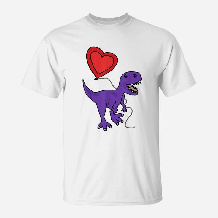 Smileteeslove Cute T-Rex Dinosaur With Heart Balloon T-Shirt T-Shirt