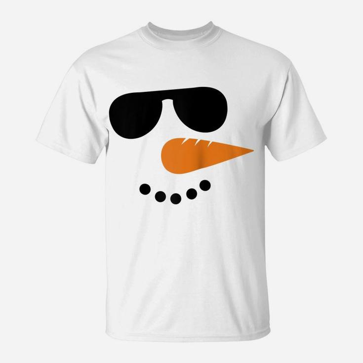Snowman Face Christmas Funny Santa Claus Xmas Sunglass Cool Raglan Baseball Tee T-Shirt