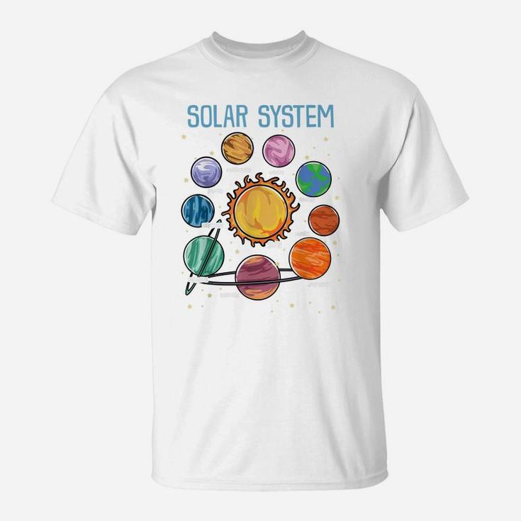Solar System Planets Science Space Boys Girls Stem Kids T-Shirt