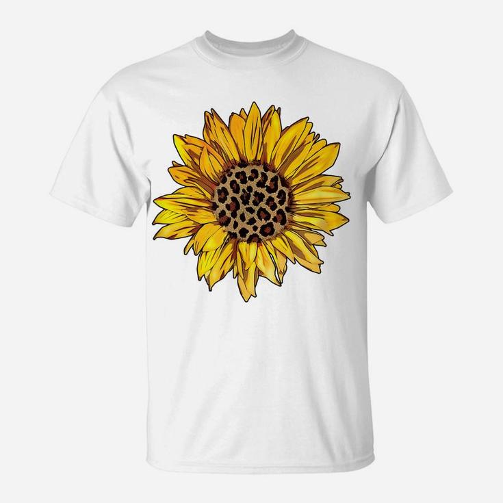 Sunflower Leopard Animal Print Fashion Flower Graphic T-Shirt