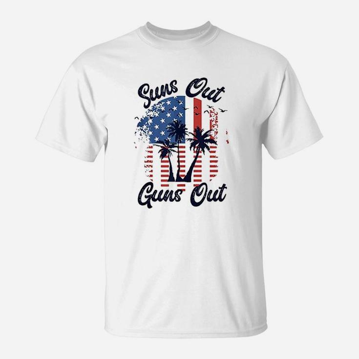 Suns Out Gns Out  Men Women 4Th Of July Usa Flag T-Shirt