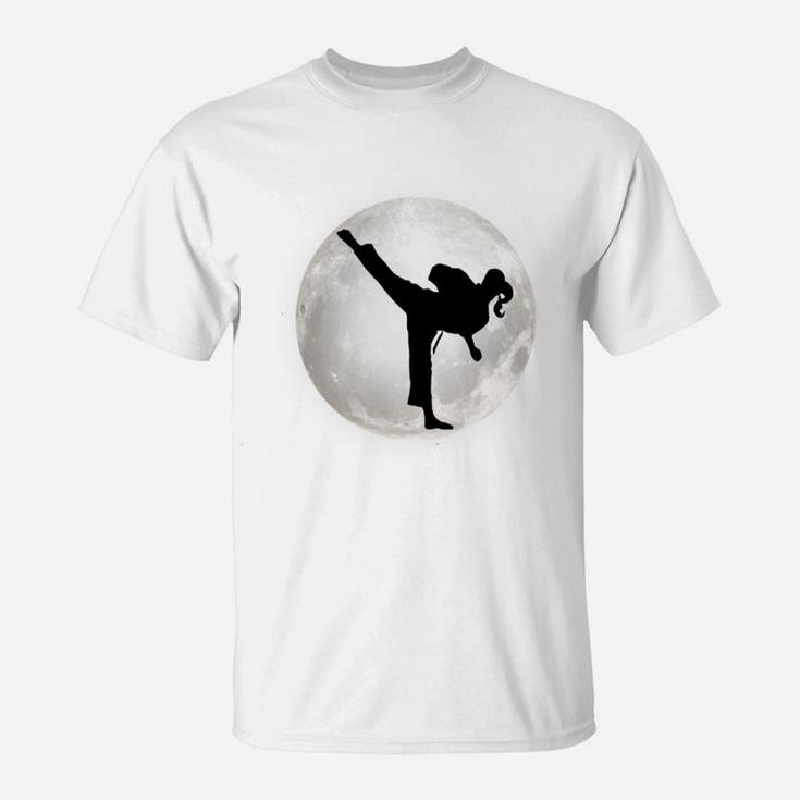 Taekwondo Girl In The Moon T-Shirt For Girls The Kick Sweatshirt T-Shirt