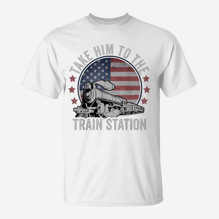 Take Him To The Train Station Retro Vintage T-Shirt