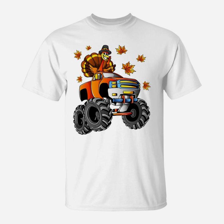 Thanksgiving Turkey Riding Monster Truck Boys Kids Sweatshirt T-Shirt