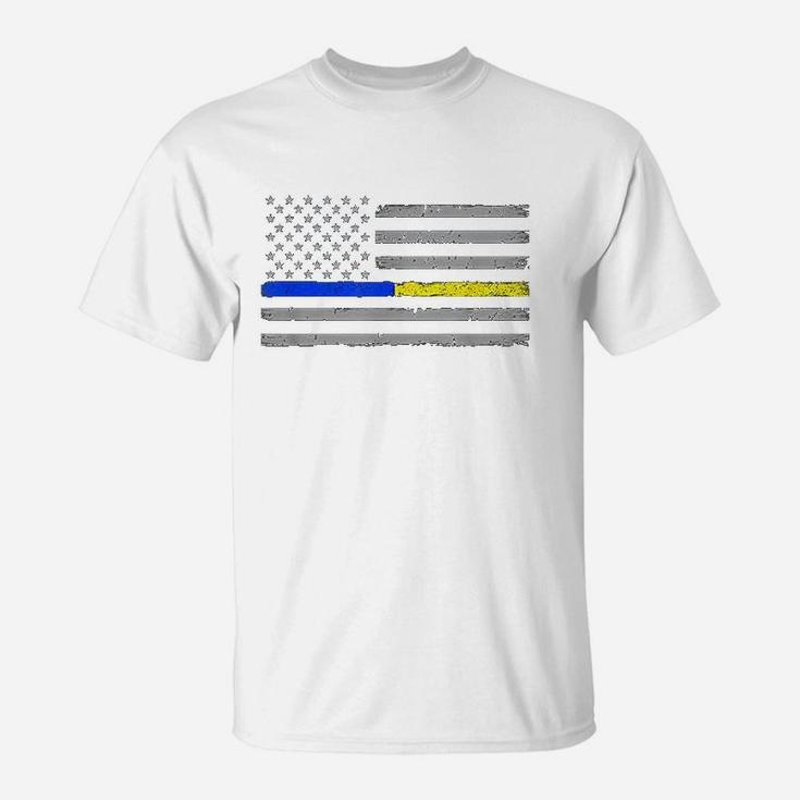 Thin Blue Gold Line 911 Police T-Shirt