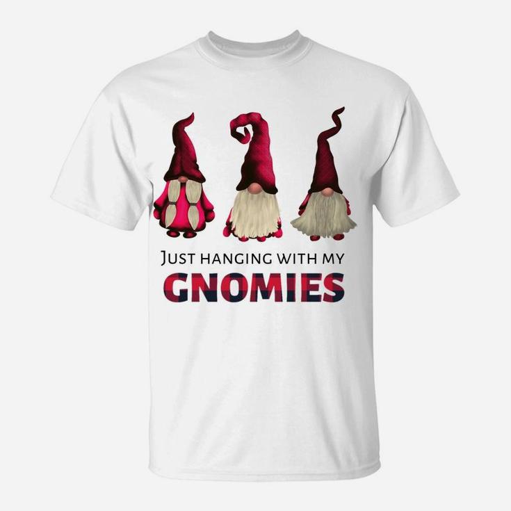 Three Gnomes - Just Hanging With My Gnomies Buffalo Plaid T-Shirt