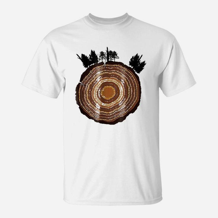 Tree Slice Woods Thicket Tree Rings T-Shirt