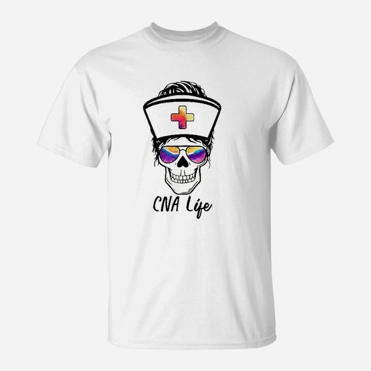 Tu Messy Skull Nurse Cna Life Nursing Tie Dye Gift T-Shirt