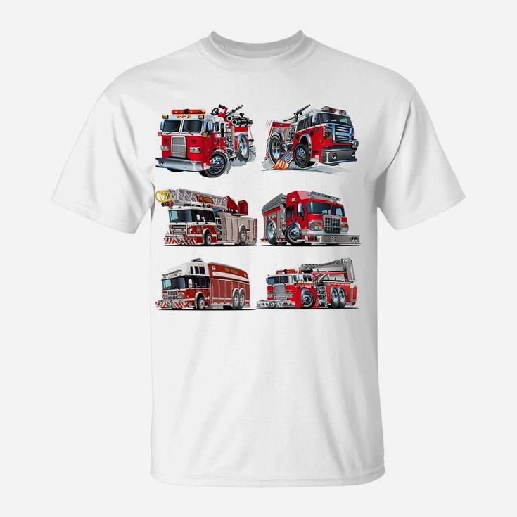Types Of Fire Truck Boy Toddler Kids Firefighter Xmas Gifts T-Shirt