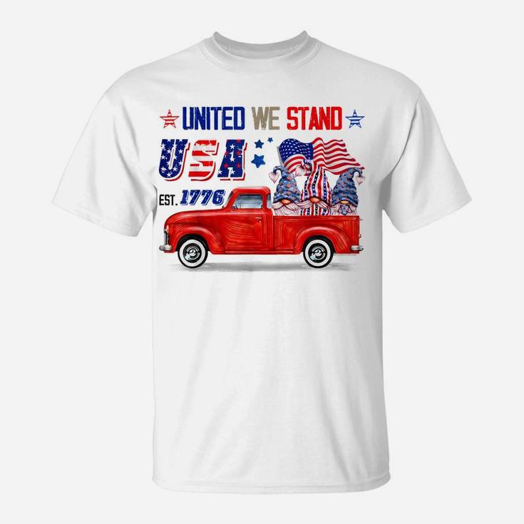 United We Stand Usa Patriotic Gnome American Flag T-Shirt